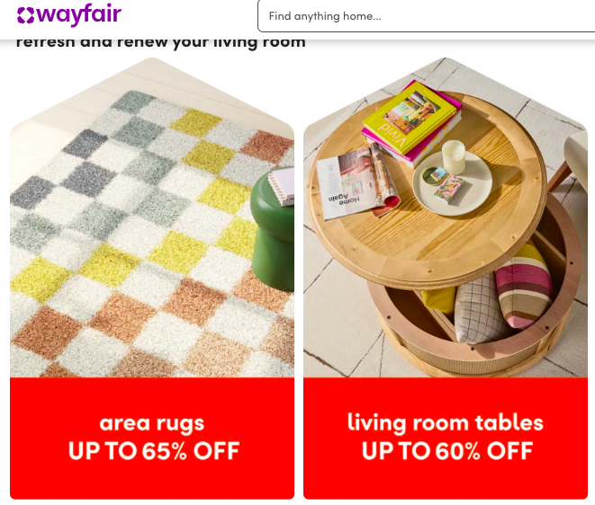 Wayfair官网页面截图